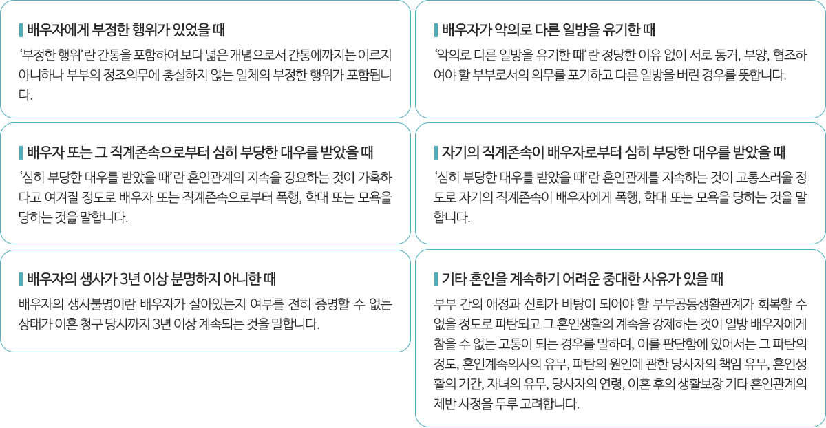 재판상 이혼 사유